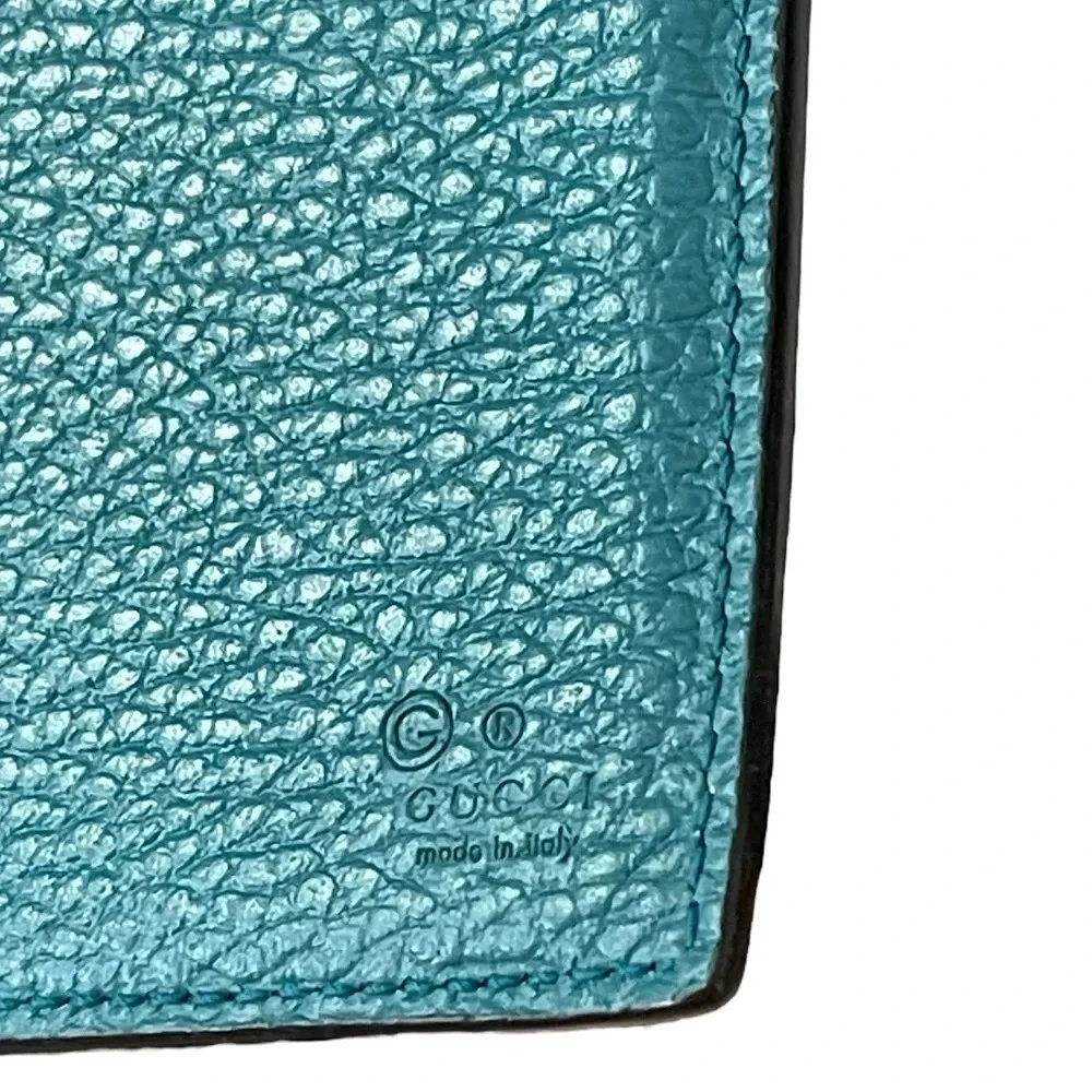 🩵GUCCI Turquoise Blue GG Calfskin Continental Wallet